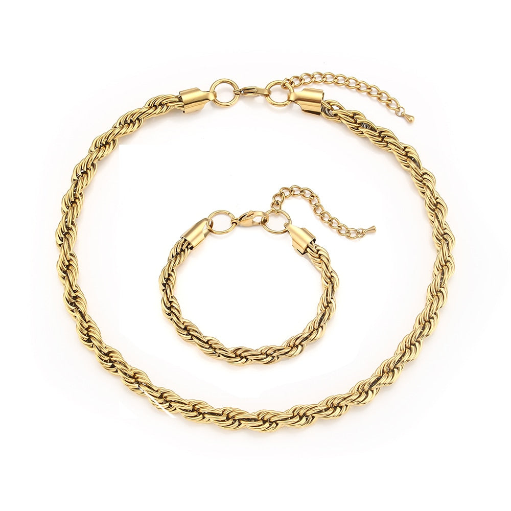 Leonie Twisted Rope Chain Necklace & Bracelet Set