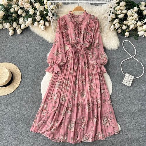 Aynaz Floral Pleated Dress(8 Colors)