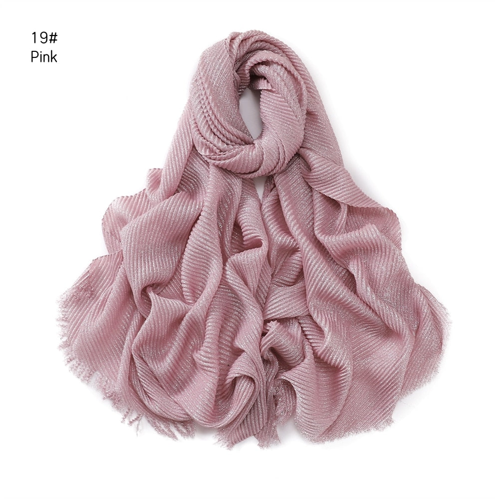 Shimmer Rippled Hijab(24 Colors)