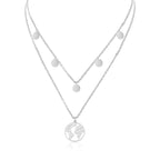 Map-Coin Double Layer Necklaces