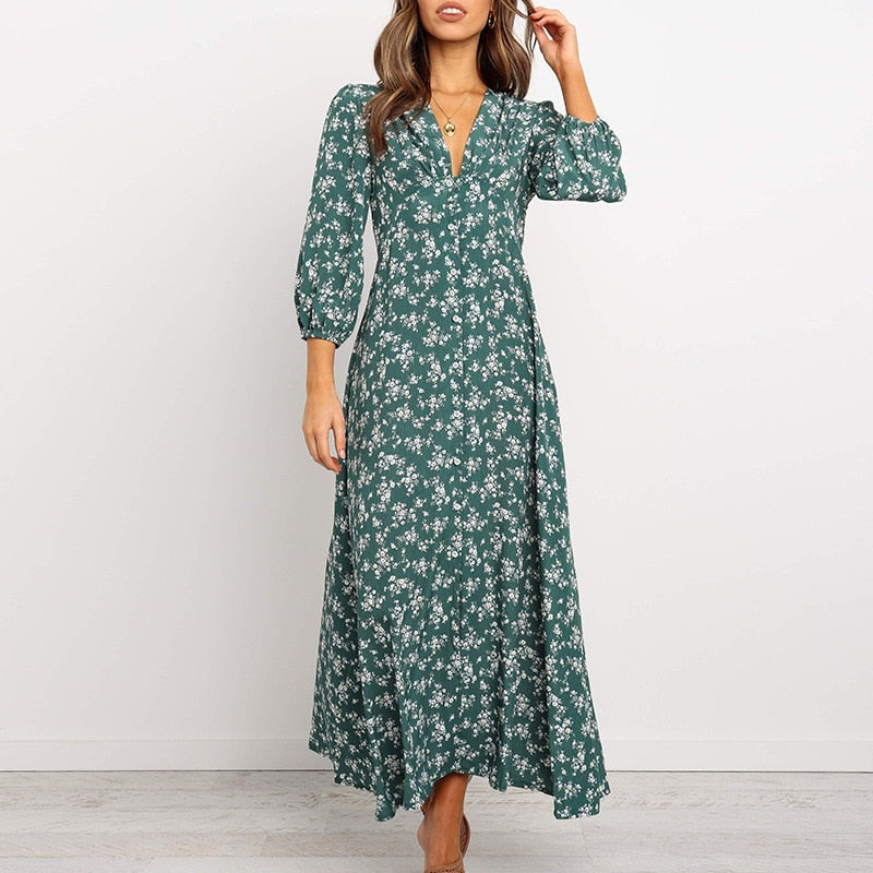 Floral Print Long dress (2 Colors)