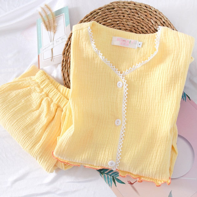 Ruffle cotton crepe PJ set (4 Colors)