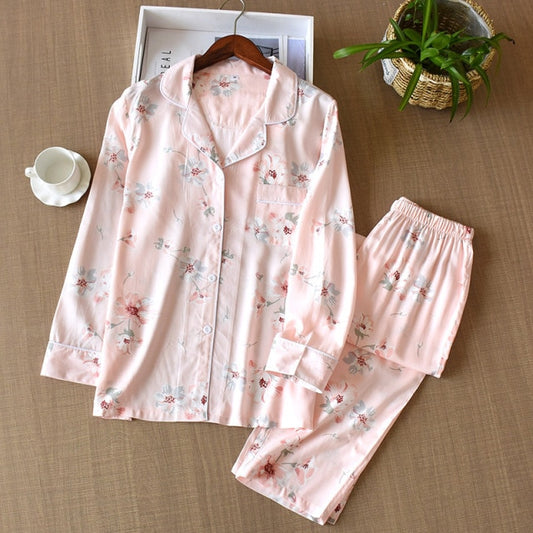 Blossoms cotton silk PJ set (4 colors)