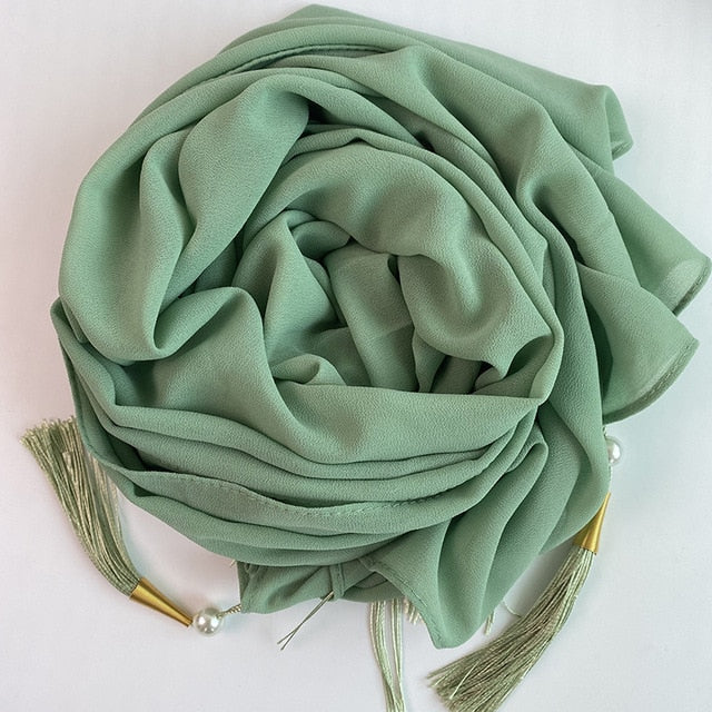 Tassel chiffon hijabs (20 Colors)