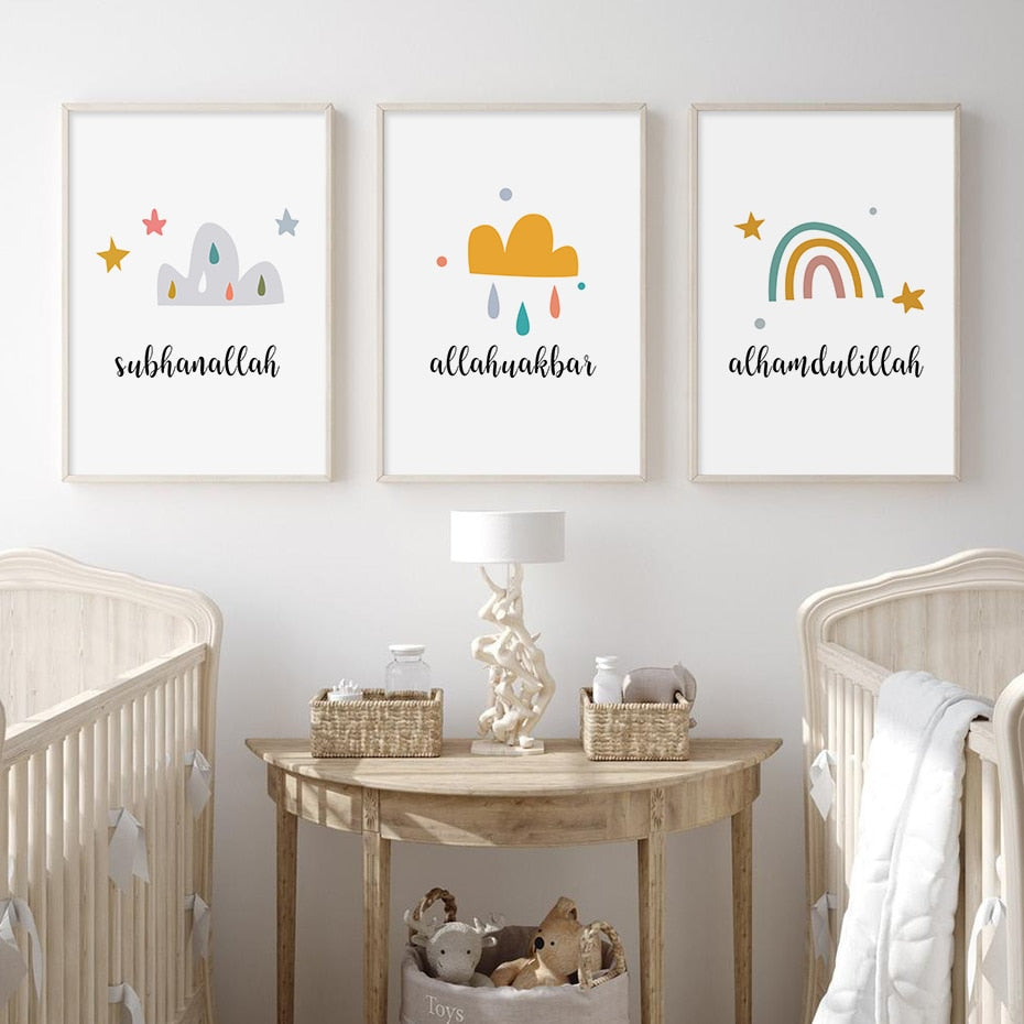 Rainbow-clouds print nursery/room home decor