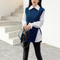 Lantern sleeve shirt knitted vest two piece set (6 colors)