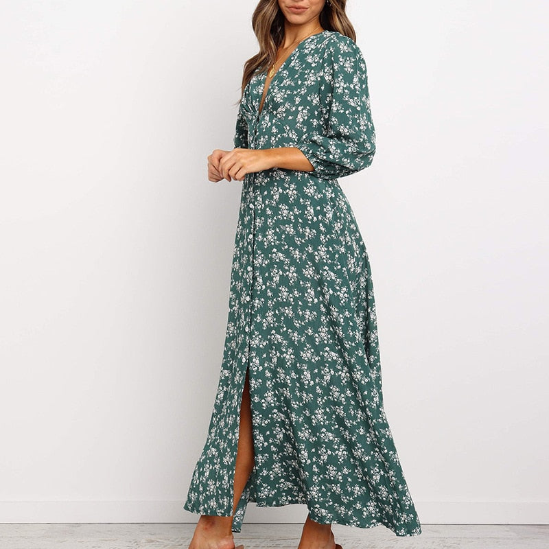 Floral Print Long dress (2 Colors)