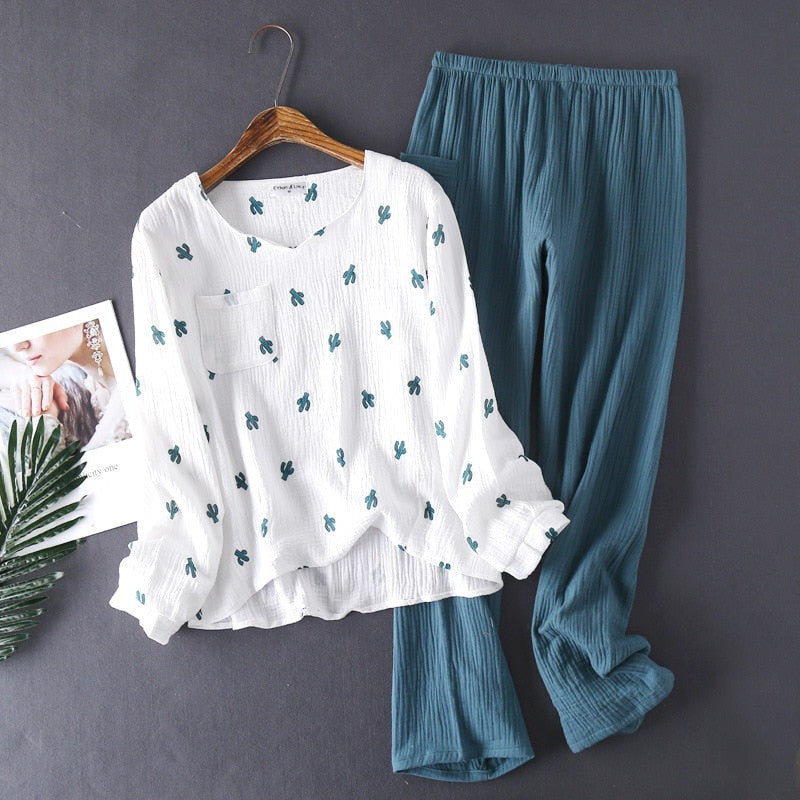 Cactus Cotton crepe PJ set (3 Colors)