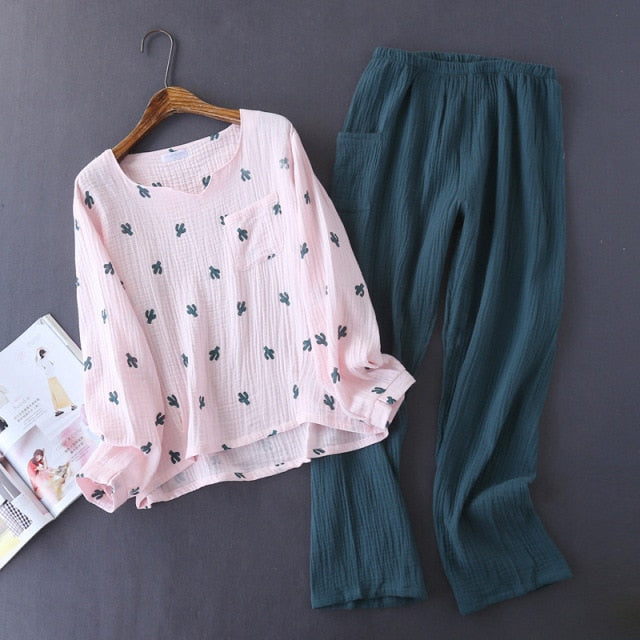 Cactus Cotton crepe PJ set (3 Colors)