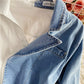 Irregular denim stitching tunic top