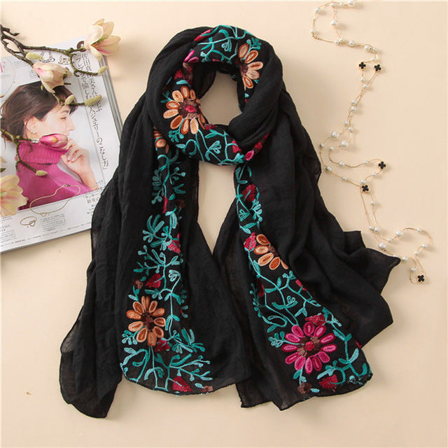 Floral embroidered Hijab(15Colors)