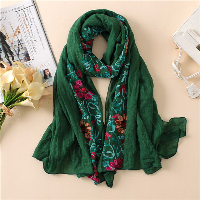 Floral embroidered Viscose Hijab (15 colors)