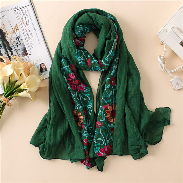 Floral embroidered Hijab(15Colors)
